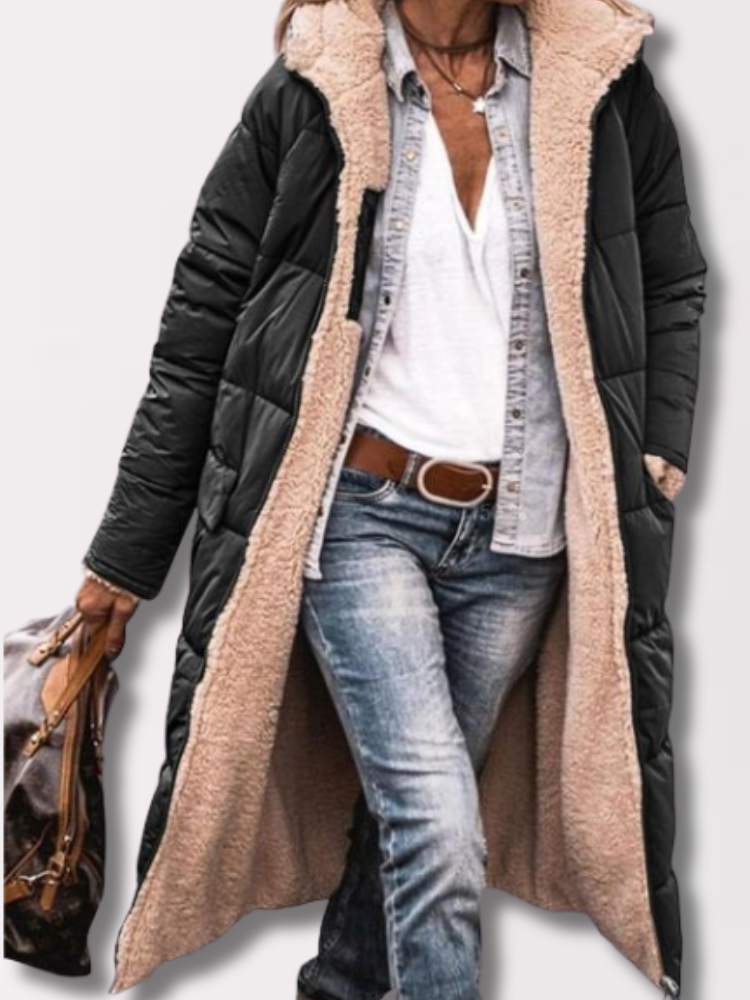 Elisa Lange Sherpa Pufferjas met Capuchon | Warme Damesjas voor de Winter