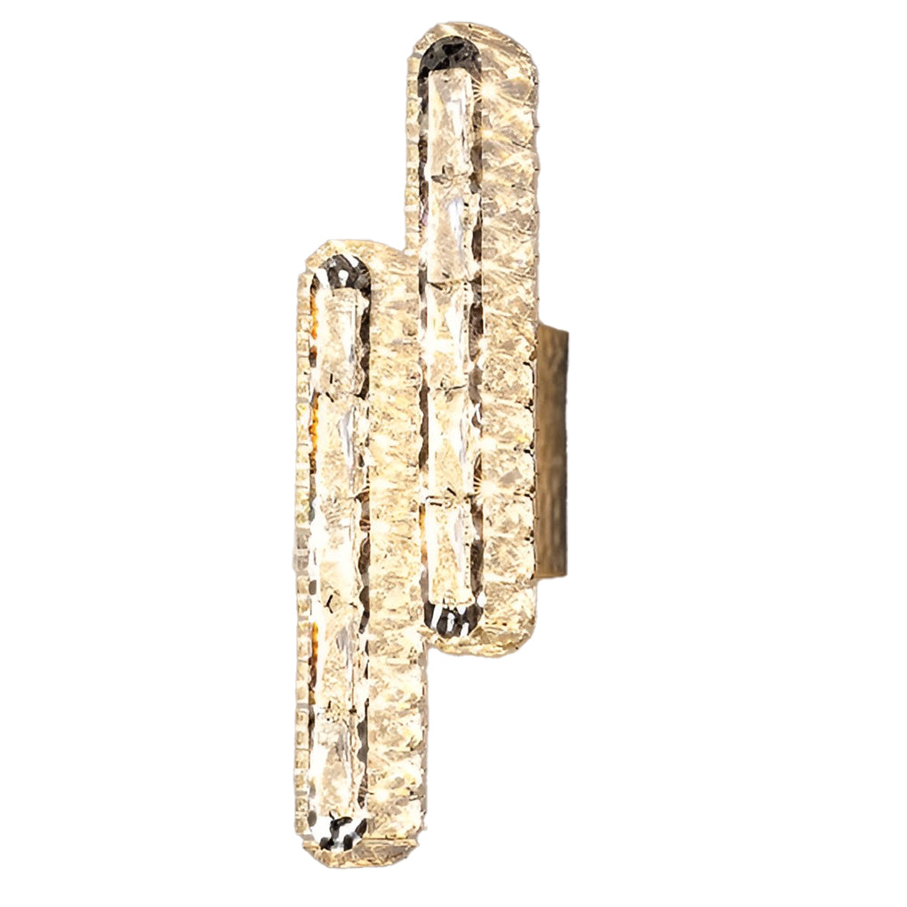 LumiCryst - Dubbele LED Strip Kristallen Wandlamp met Drie-Staps Dimbare Functie | Moderne Verlichting