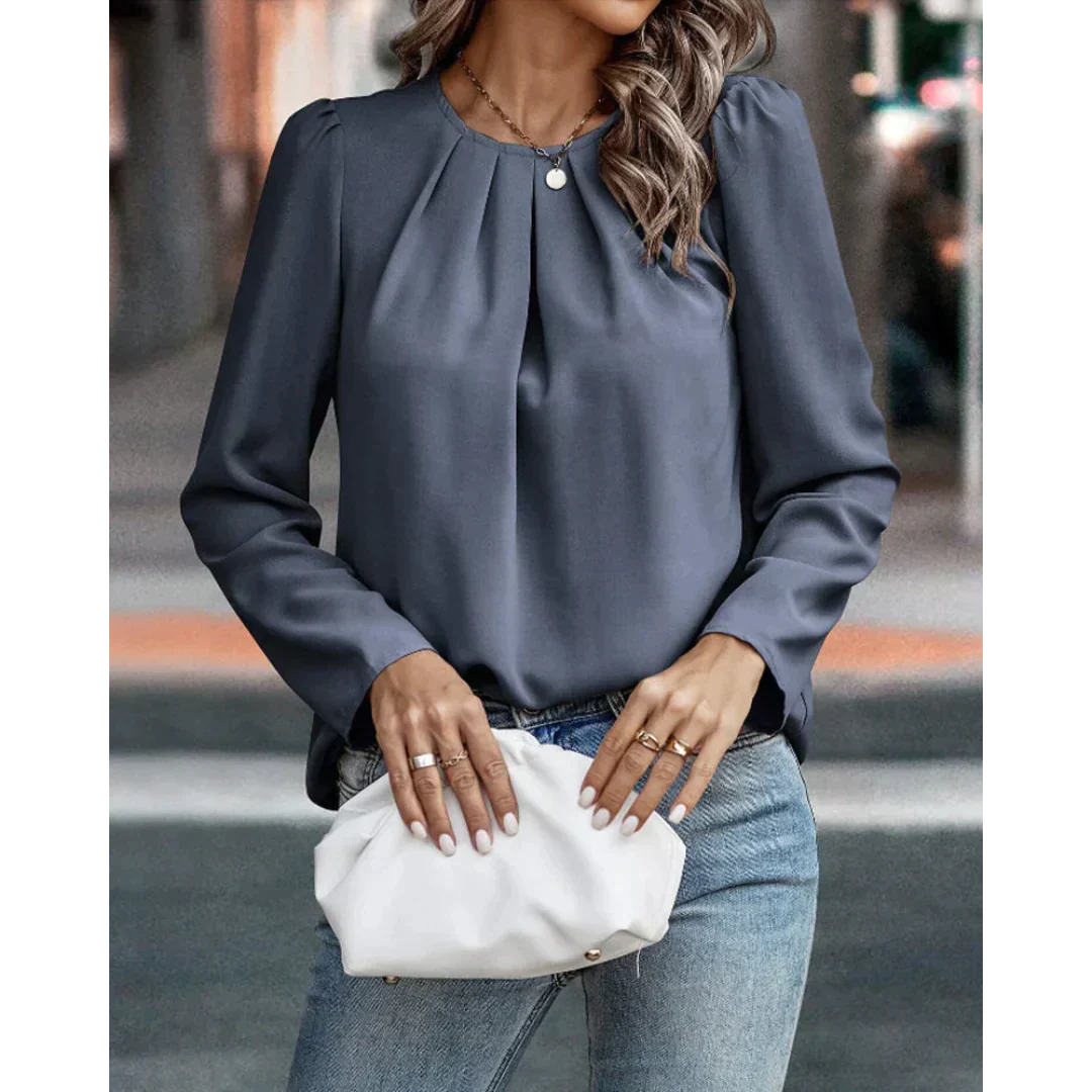 Mira - Geplooide Blouse met Pofmouwen voor Dames - Elegant en Trendy