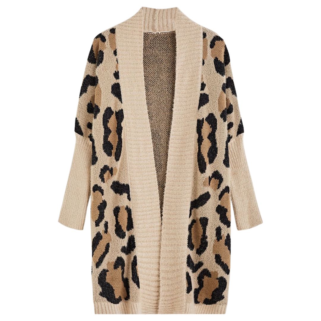 Eliana - Dames Oversized Cardigan met Luipaardprint | Stijlvolle en Comfortabele Winterjas