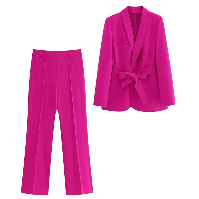 Zamira 2-delige damespak | Elegante Blazer met Riem en Bijpassende Pantalon