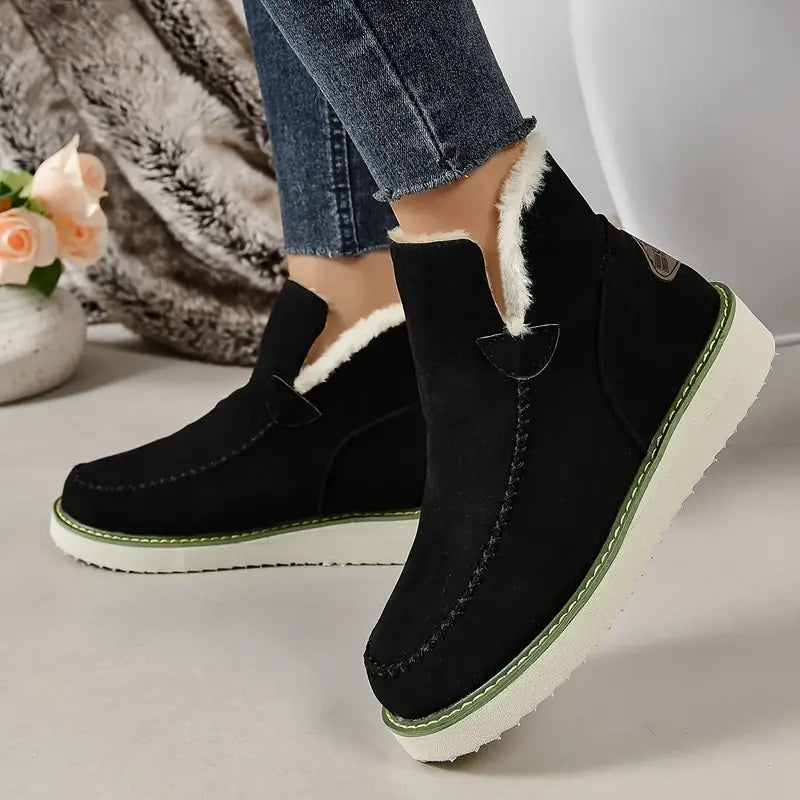 Jasmijn - Dames Laarzen in Effen Fluffy Design | Warme Winterstiefels voor Dames