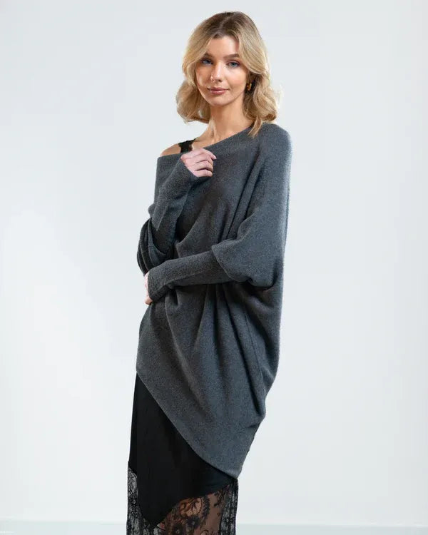 CloudDrape - Asymmetrische Dames Trui met Elegante Drapering