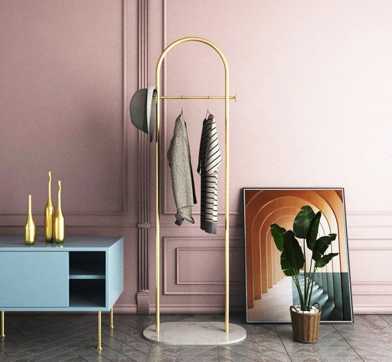 Elegant Staande Kapstok met Marmeren Basis | Moderne Metalen Ontwerp