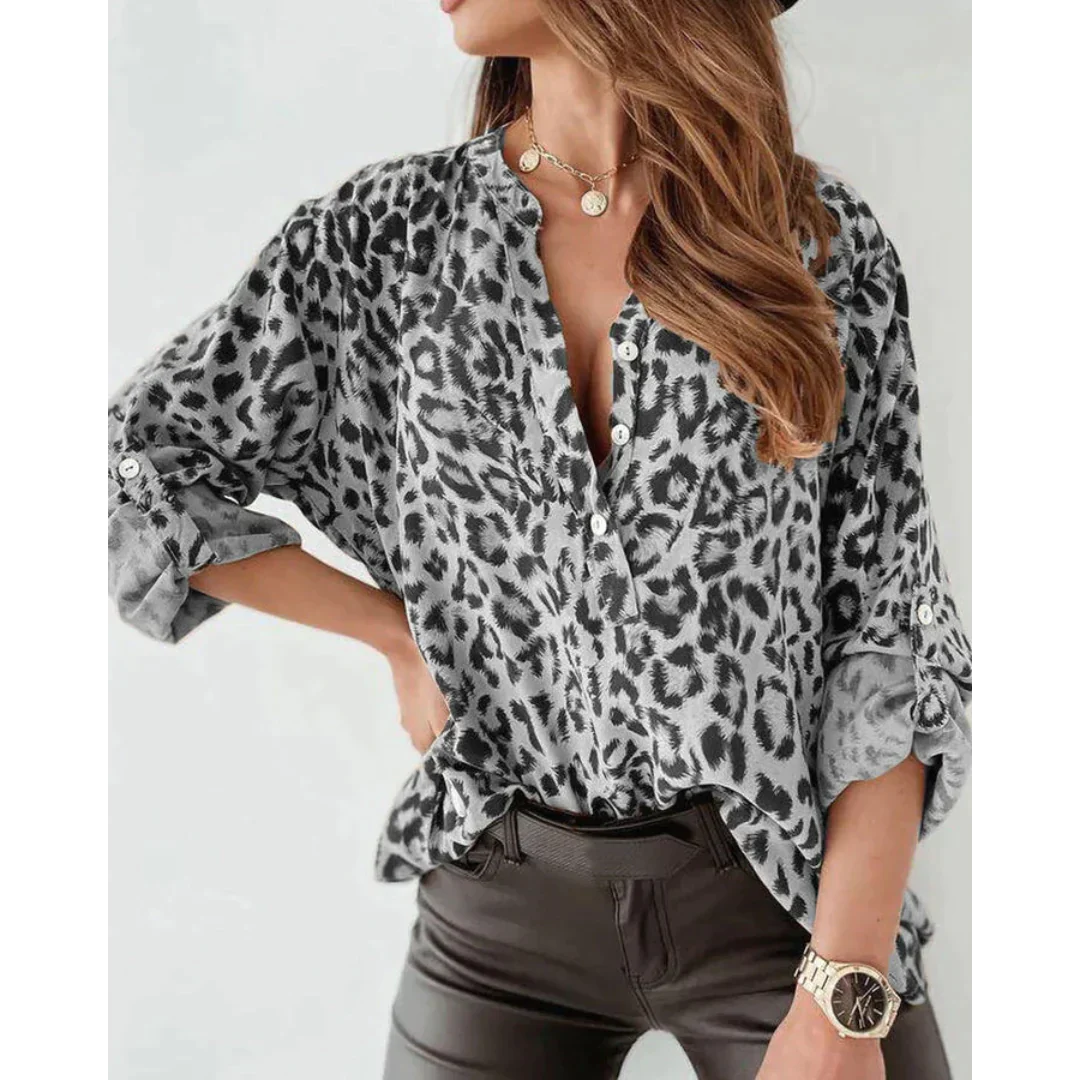 Mara - Langarm Blouse met Luipaardprint voor Dames | Stijlvolle en Trendy Blouse