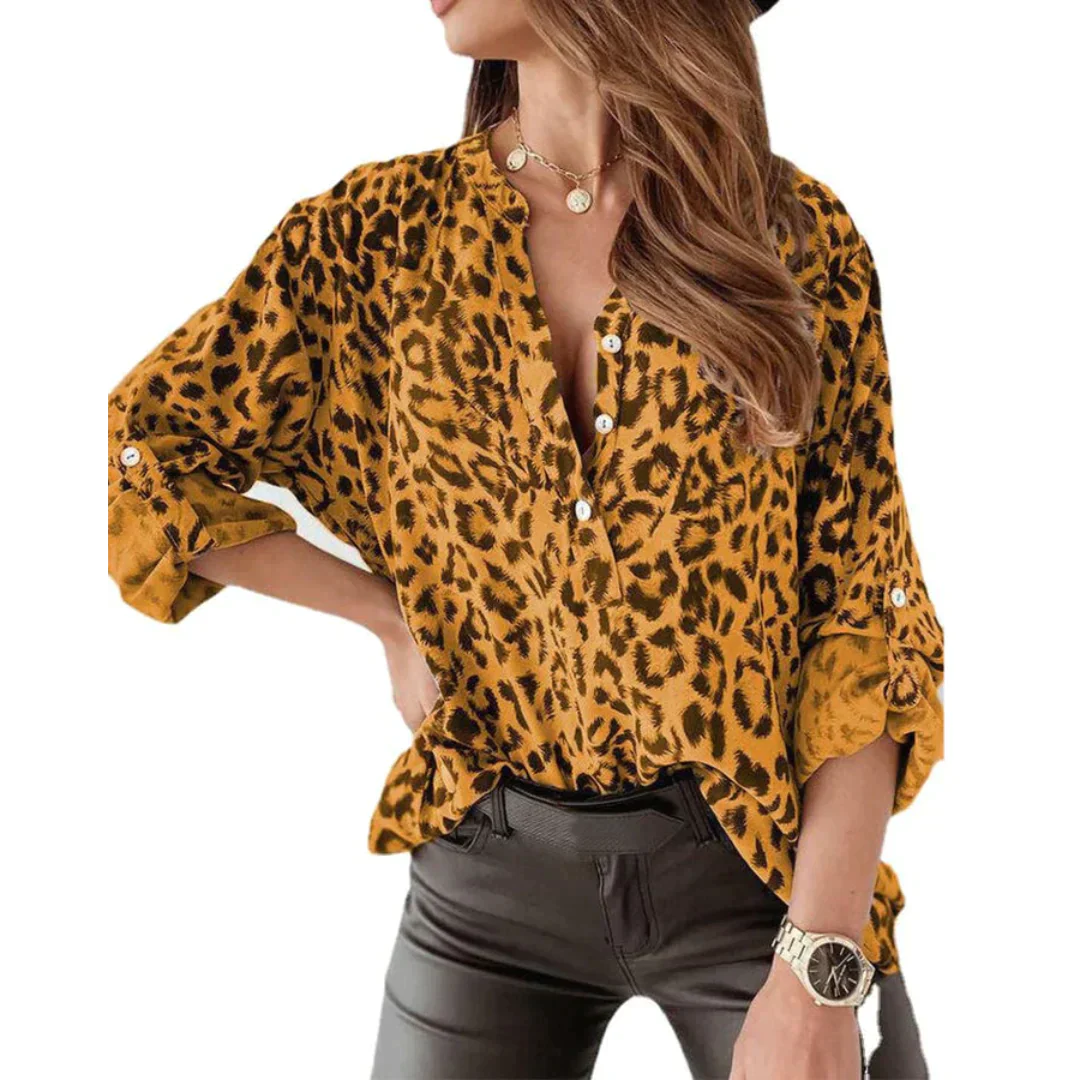 Mara - Langarm Blouse met Luipaardprint voor Dames | Stijlvolle en Trendy Blouse