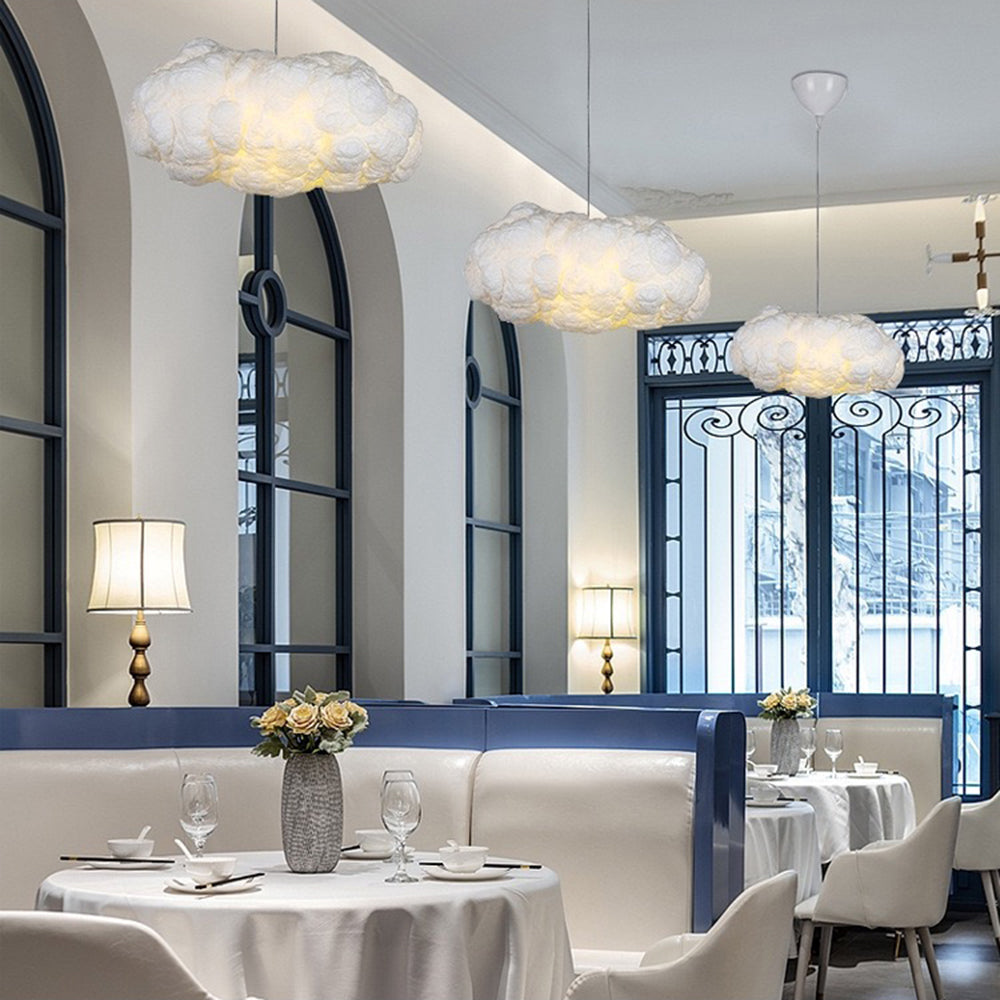 CloudLuxe Design LED Hanglamp - Witte Wolkvormige Lamp van PVC en Katoen voor Slaapkamer en Woonkamer