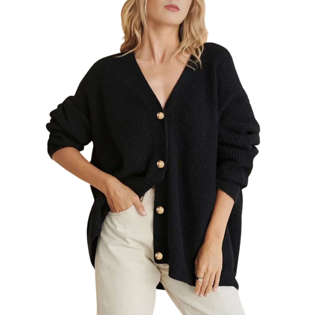 EllaCozy - Populaire Eenkleurige Gebreide Damesmantel – Stijlvol en Comfortabel