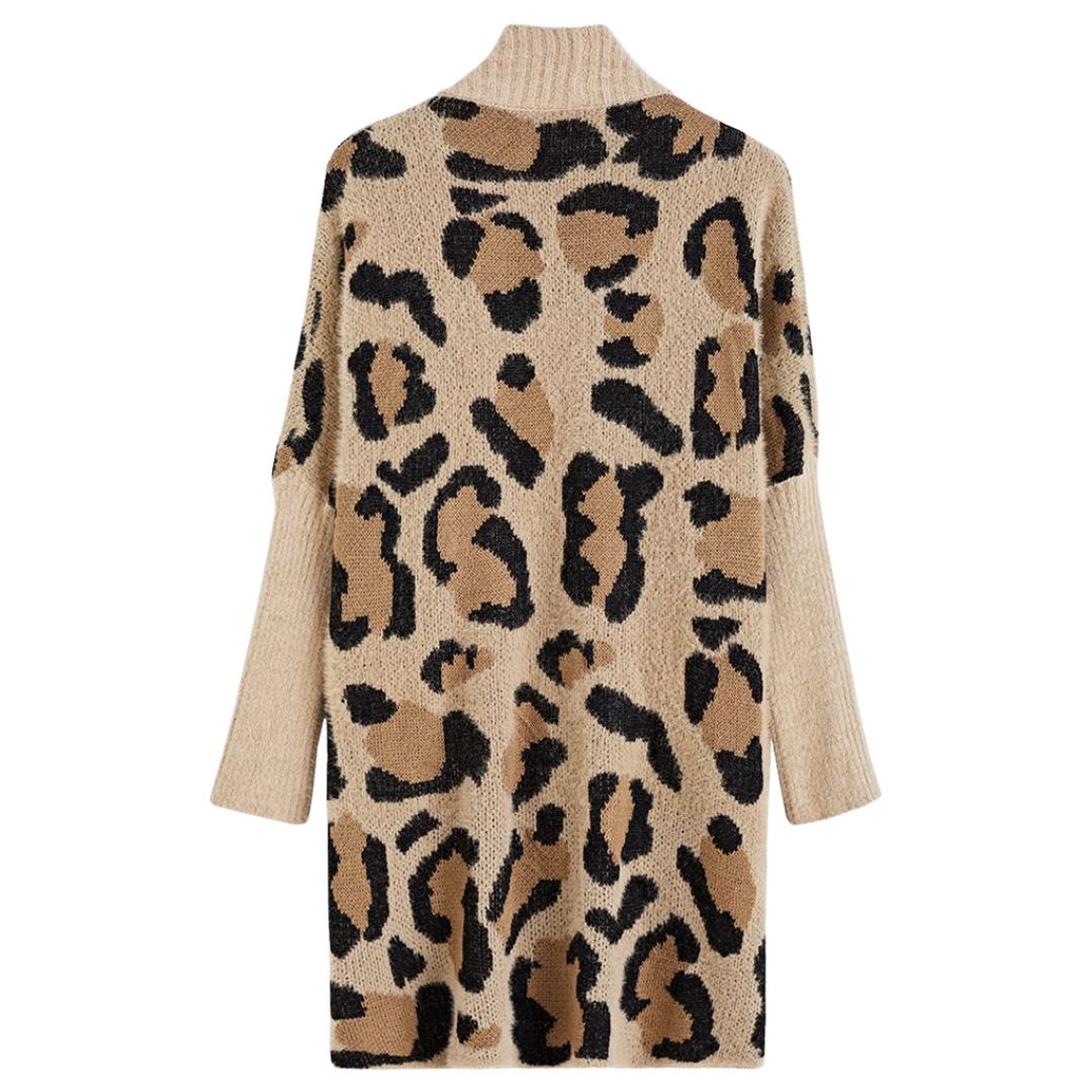 Eliana - Dames Oversized Cardigan met Luipaardprint | Stijlvolle en Comfortabele Winterjas