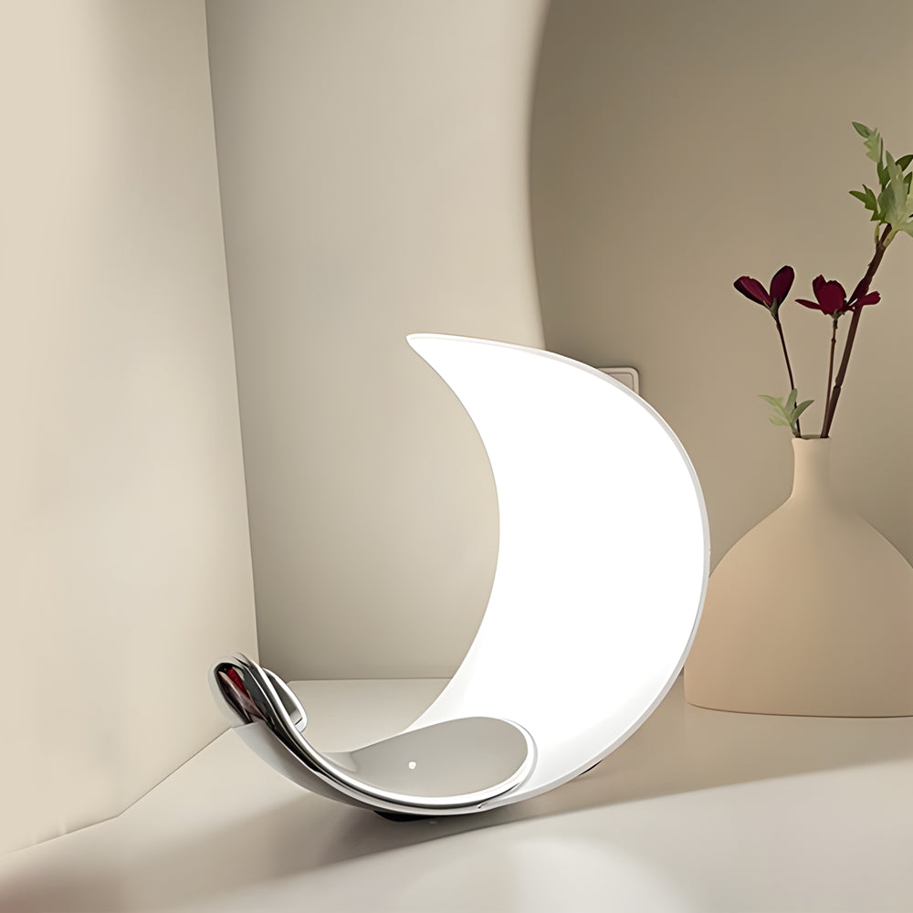 CurveMoon - Aluminium Gebogen Maanvormige LED Tafellamp met Touch Dimming | Moderne Sfeerverlichting voor Elk Interieur