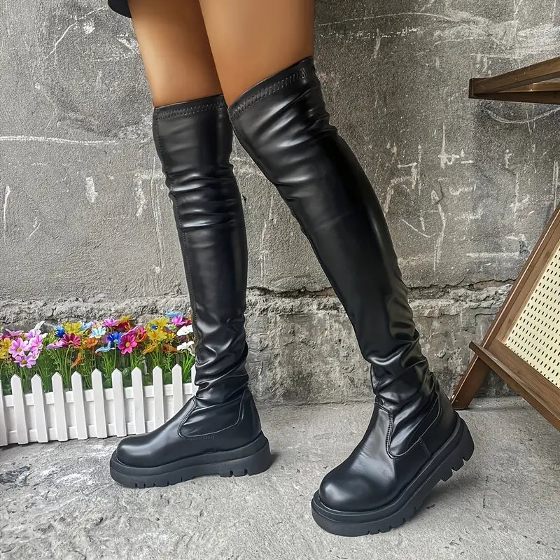 Livia - Dames Stijlvolle Plateau Stiefels | Comfortabele Enkellaarzen met Eenkleurig Design