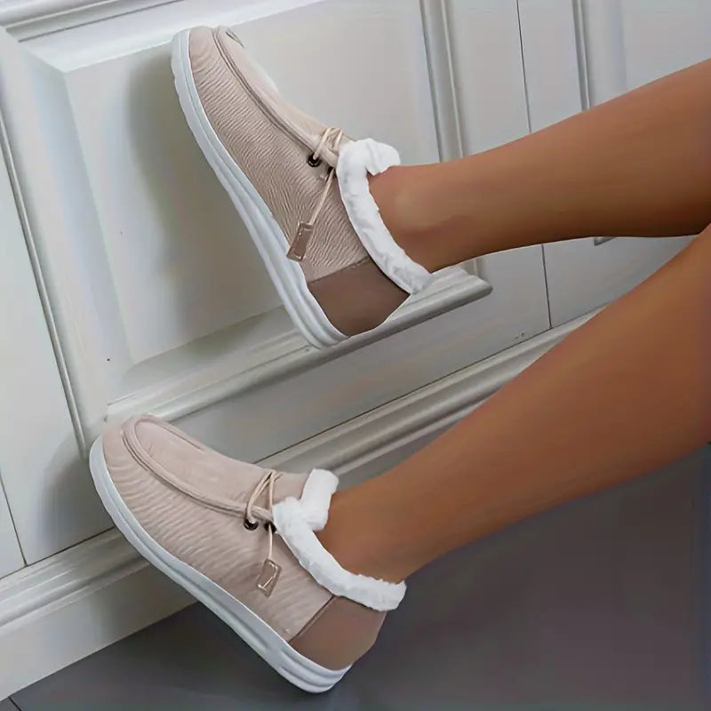 Elegante Sofia Dames Loafers | Warme Tweekleurige Pluche Voering Loafers met Antislipzool voor Dames