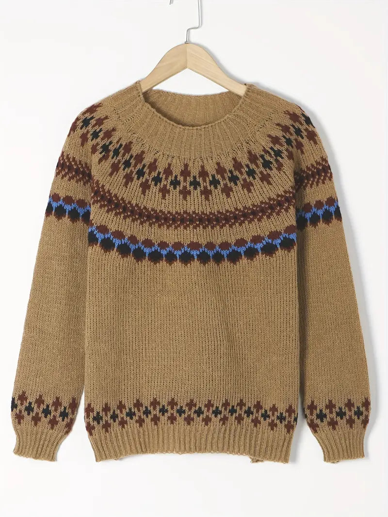 EthnoKnit - Dames Coltrui met Etnisch Motief