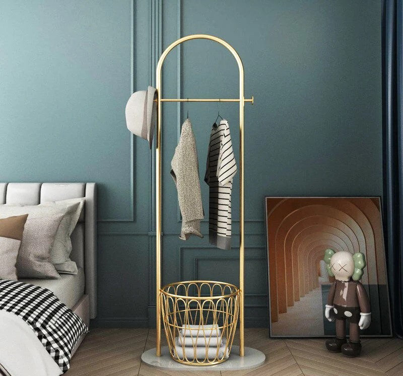 Elegant Staande Kapstok met Marmeren Basis | Moderne Metalen Ontwerp