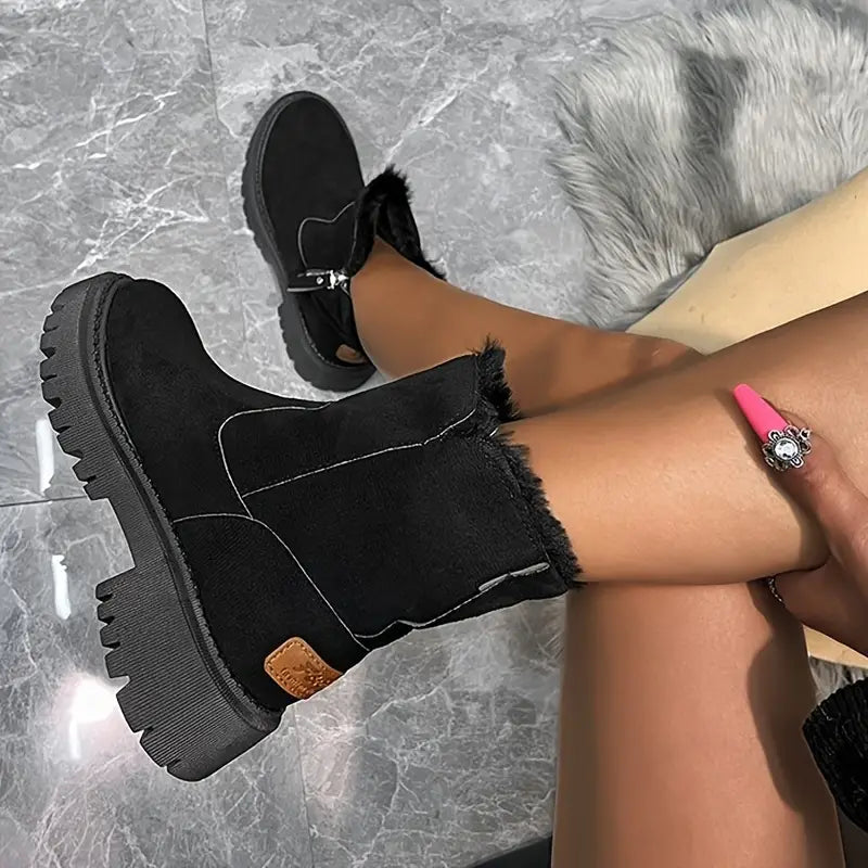Lars - Warme Winterstiefel met Fleecefutter en Rutschvrije Plateausole | Comfortabele Laarzen voor Dames