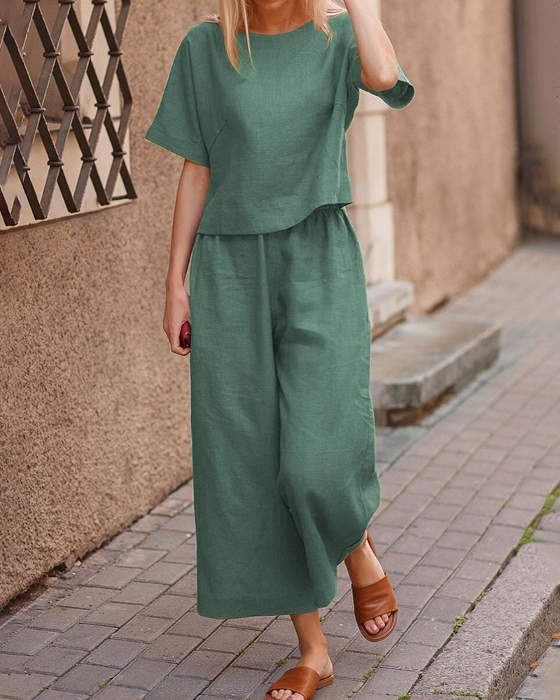 Alina - Modern Tweedelig Set met Fladdertop voor Dames | Stijlvol en Comfortabel Outfit