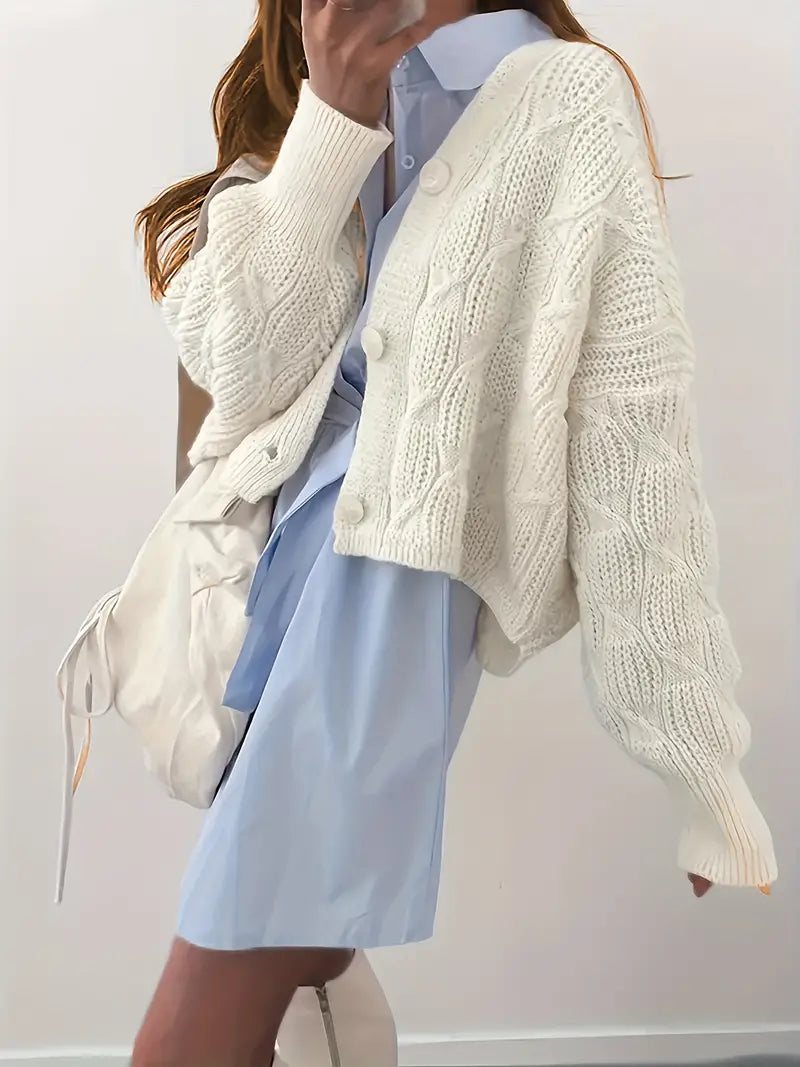 Hilde - Gebreide Vest met Zopfmotief en Knoopsluiting voor Dames