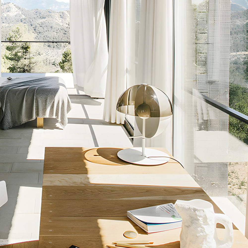 AuraGlow - Tafellamp met Verticale Halve Bol en Horizontale Rookkap | Moderne Sfeerverlichting voor Elke Kamer