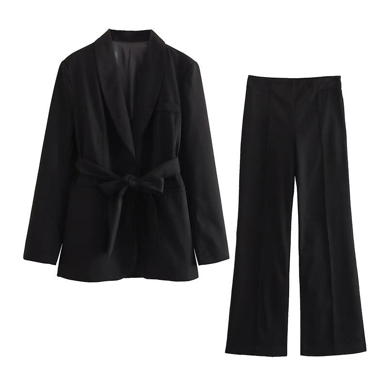 Zamira 2-delige damespak | Elegante Blazer met Riem en Bijpassende Pantalon