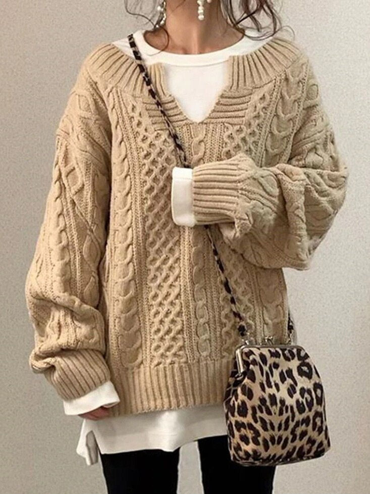 Nina - Comfortabele Warme Oversized Kabeltrui voor Dames