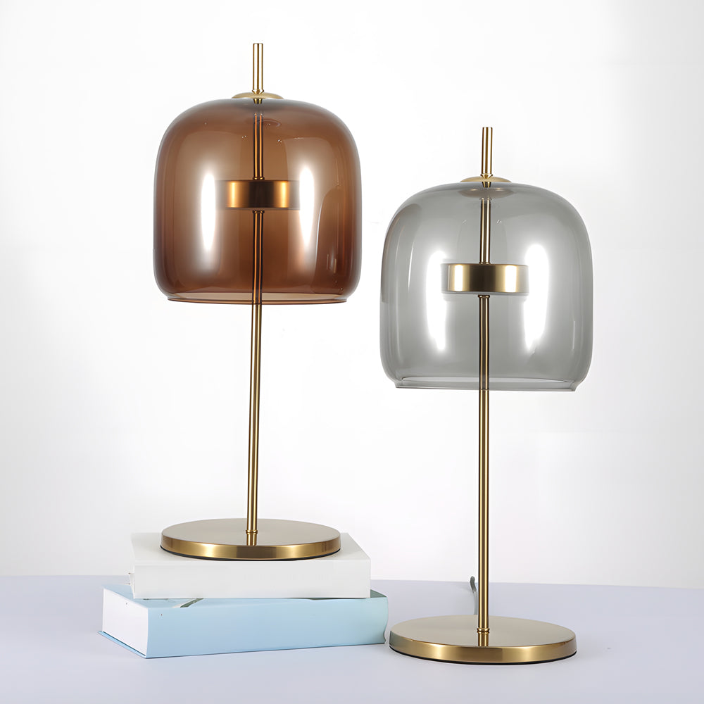 GlowLux - Rookglas Tafellamp voor een Warme en Sfeervolle Slaapkamer | Moderne Verlichting voor Elk Interieur