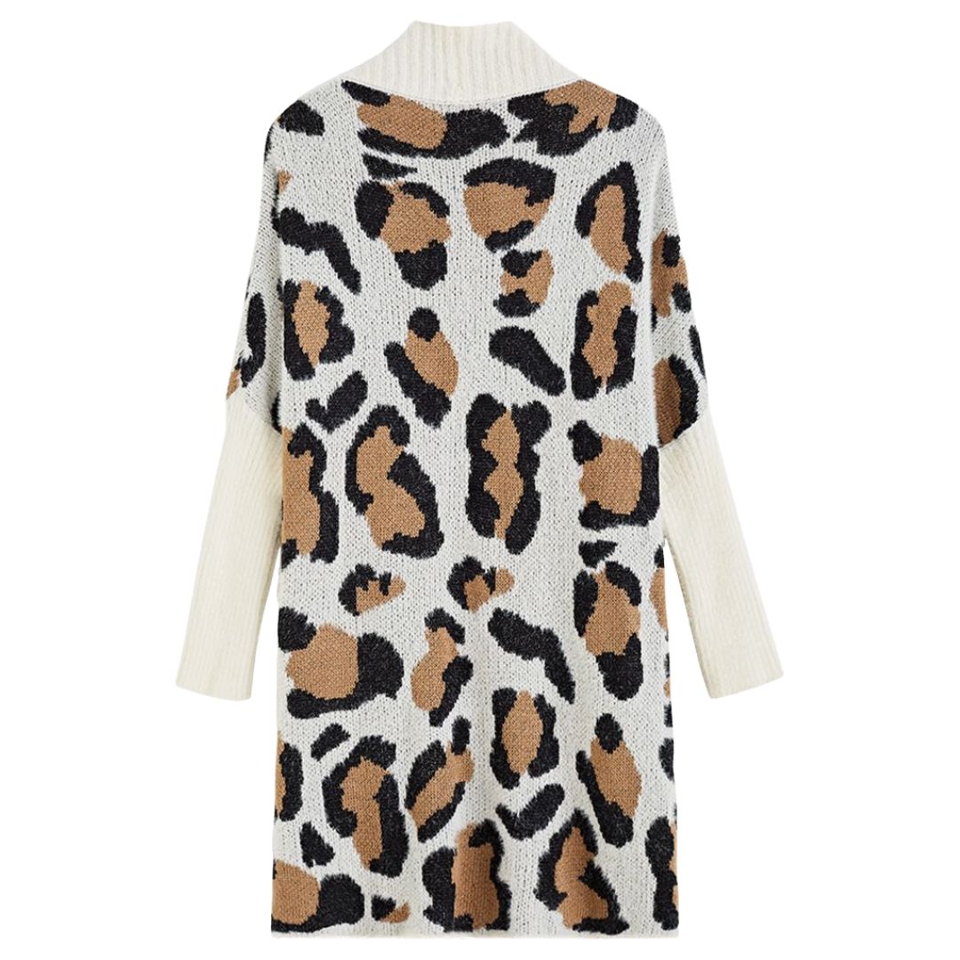 Eliana - Dames Oversized Cardigan met Luipaardprint | Stijlvolle en Comfortabele Winterjas