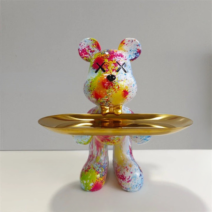 ArtBear - Berenstandbeeld met Decoratief Dienblad | Stijlvol en Functioneel Woonaccessoire