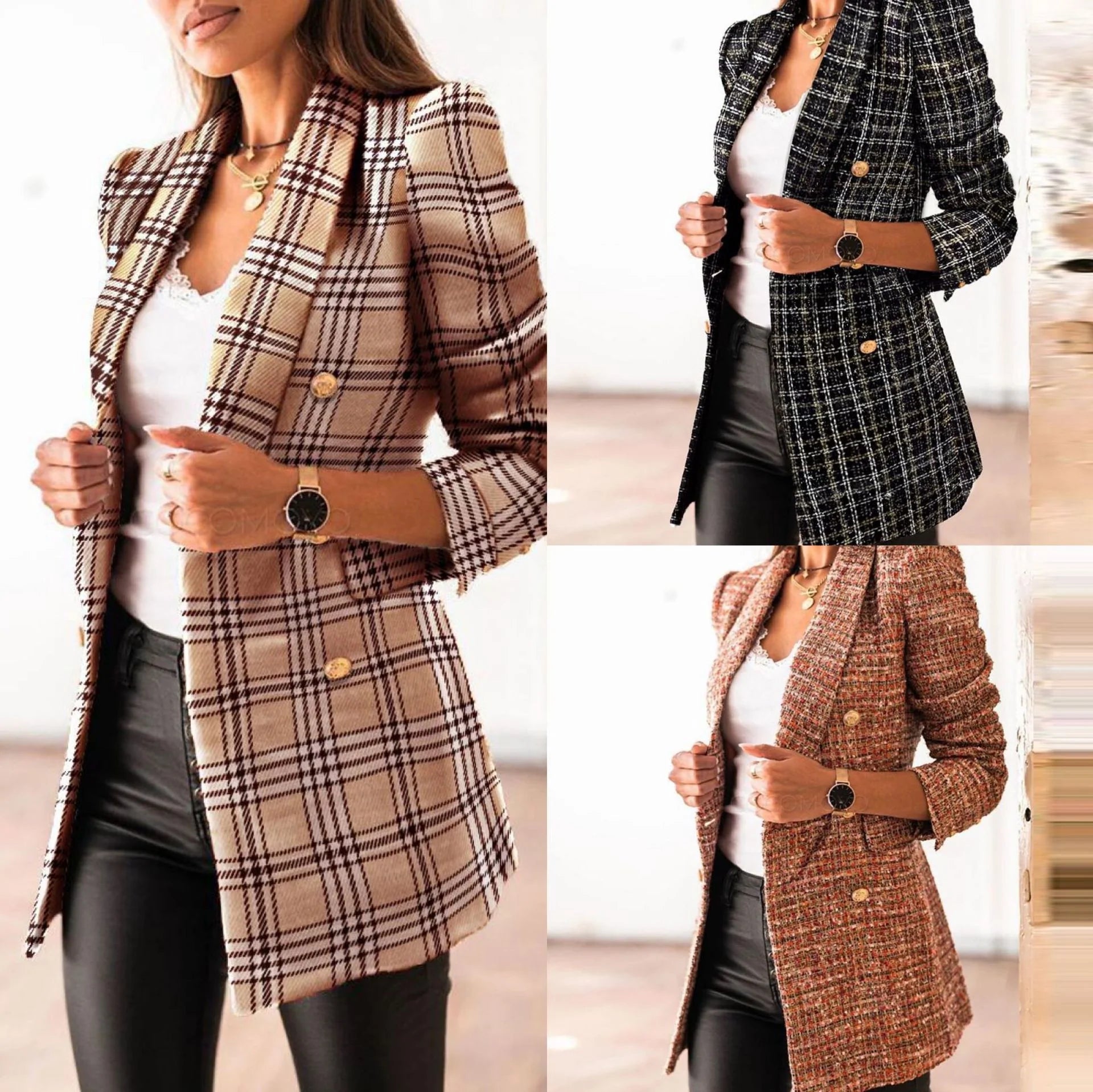 Evelyn - Casual Geruite Blazer voor Dames - Stijlvolle en Comfortabele Blazer voor Elke Dag