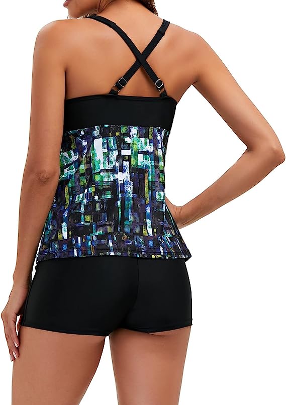 Talia - Geo Chic Tankini Set voor Dames | Stijlvolle en Comfortabele Zwemkleding