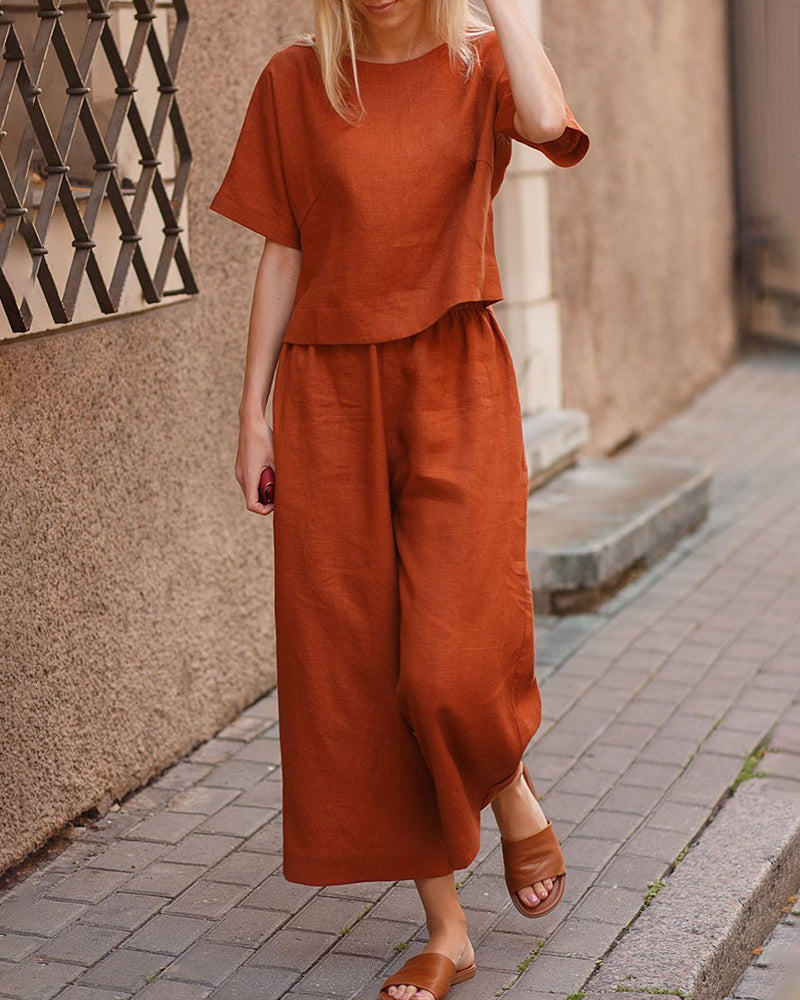 Alina - Modern Tweedelig Set met Fladdertop voor Dames | Stijlvol en Comfortabel Outfit