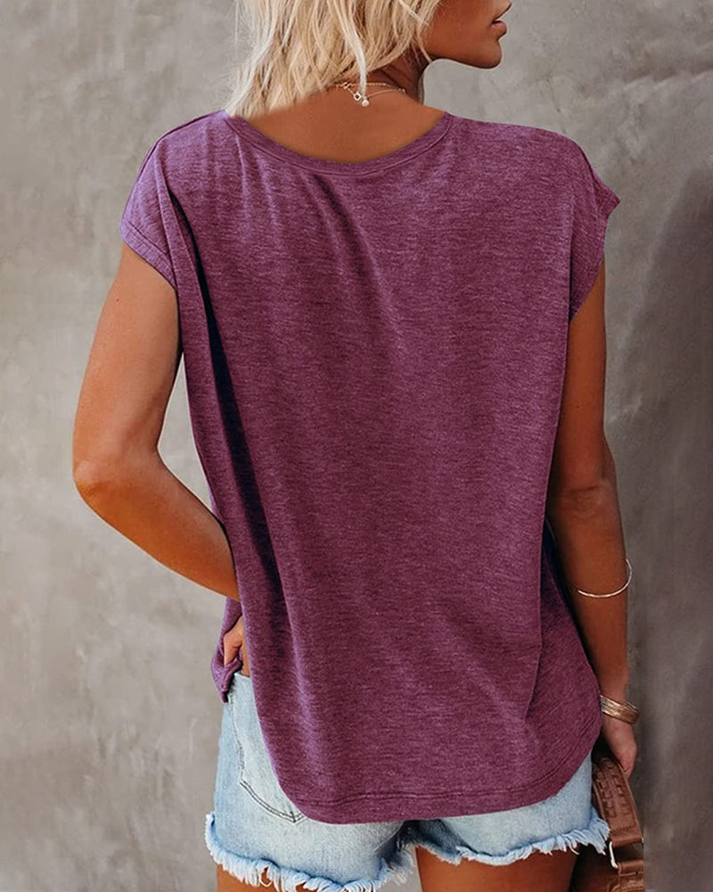 Relaxed V-Hals T-shirt voor Dames | Zachtvallend en Comfortabel Casual Shirt