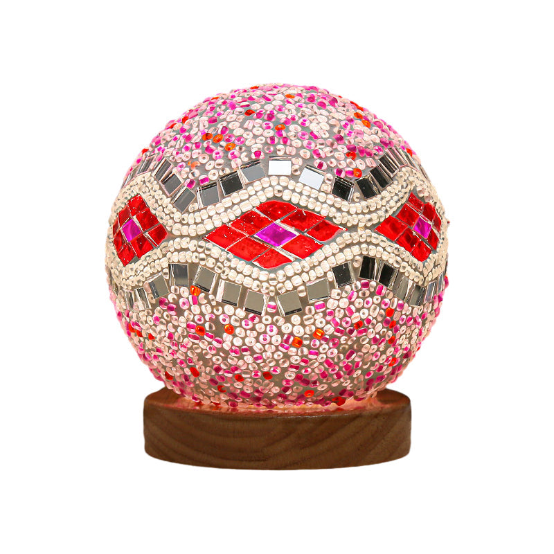 MozaGlow - Sferische LED Dimbare Glazen Bohemian Barok Tafellamp | Mozaïek Nachtlicht 3.9"