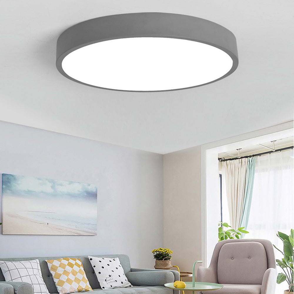 LumiRound Moderne Ronde LED Plafondlamp - Roze en Grijs Metalen Lamp voor Woonkamer