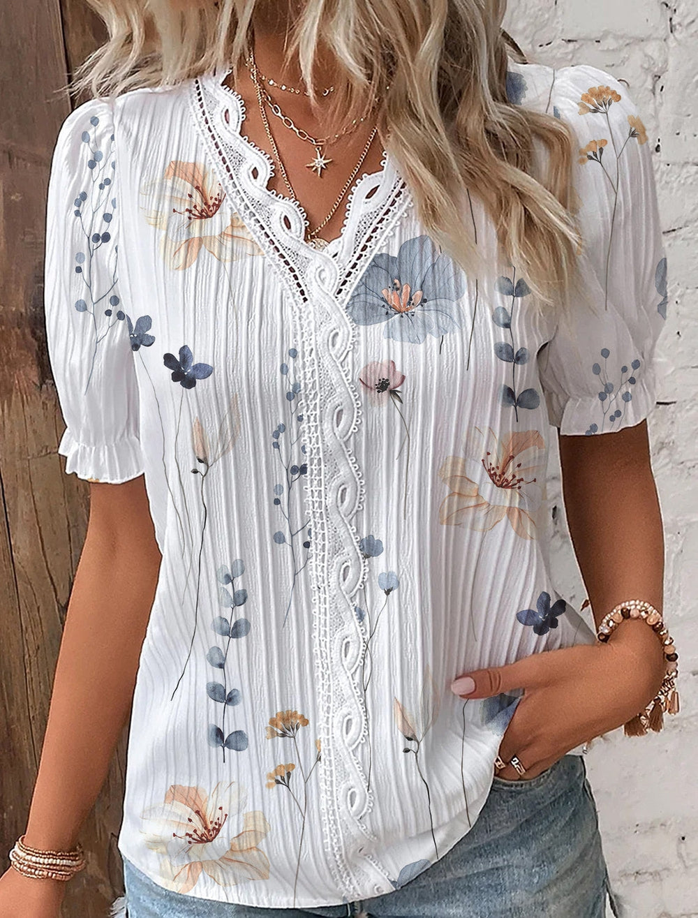 Maya - Veelzijdig V-Hals Shirt met Print | Stijlvol en Comfortabel Topje voor Dames