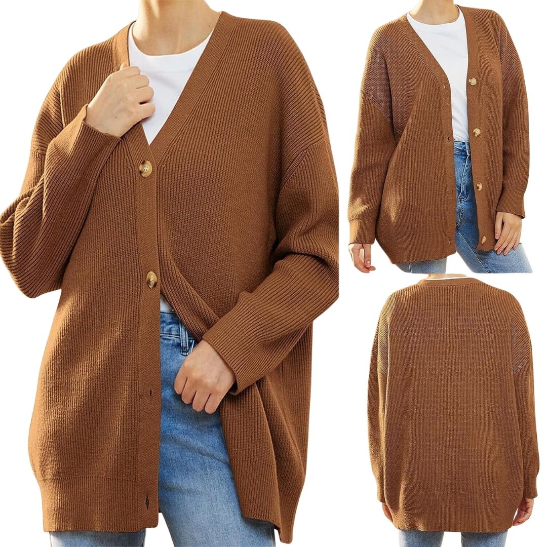 EllaCozy - Populaire Eenkleurige Gebreide Damesmantel – Stijlvol en Comfortabel