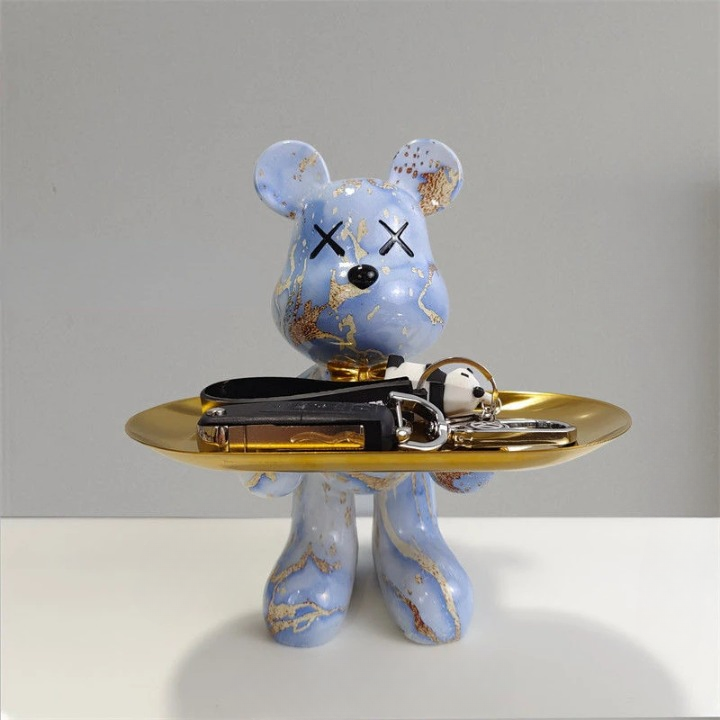 ArtBear - Berenstandbeeld met Decoratief Dienblad | Stijlvol en Functioneel Woonaccessoire