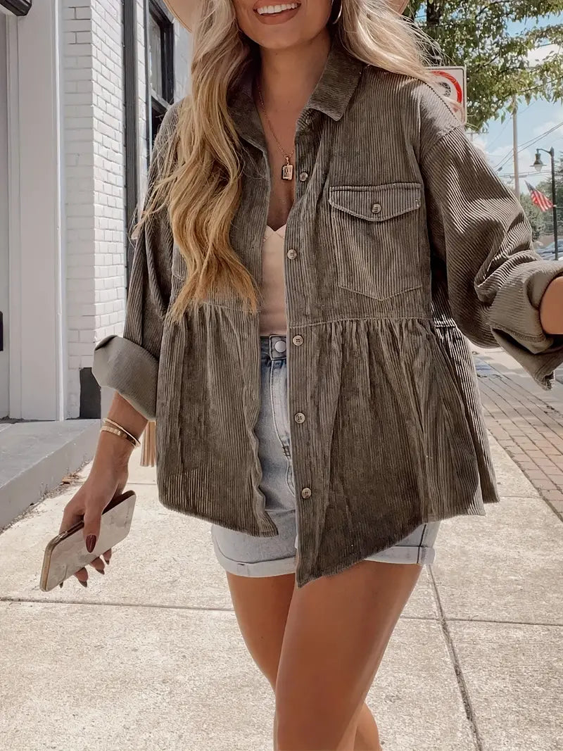 Brittany - Corduroy Jasje met Zakken voor Dames | Stijlvolle en Comfortabele Herfstjas