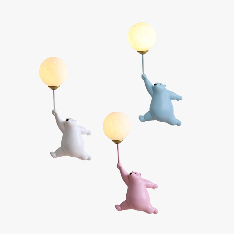 BearBright - LED Wandlamp in Wit/Blauw/Roze | Dierenthema voor Slaap-, Woon- en Kinderkamer