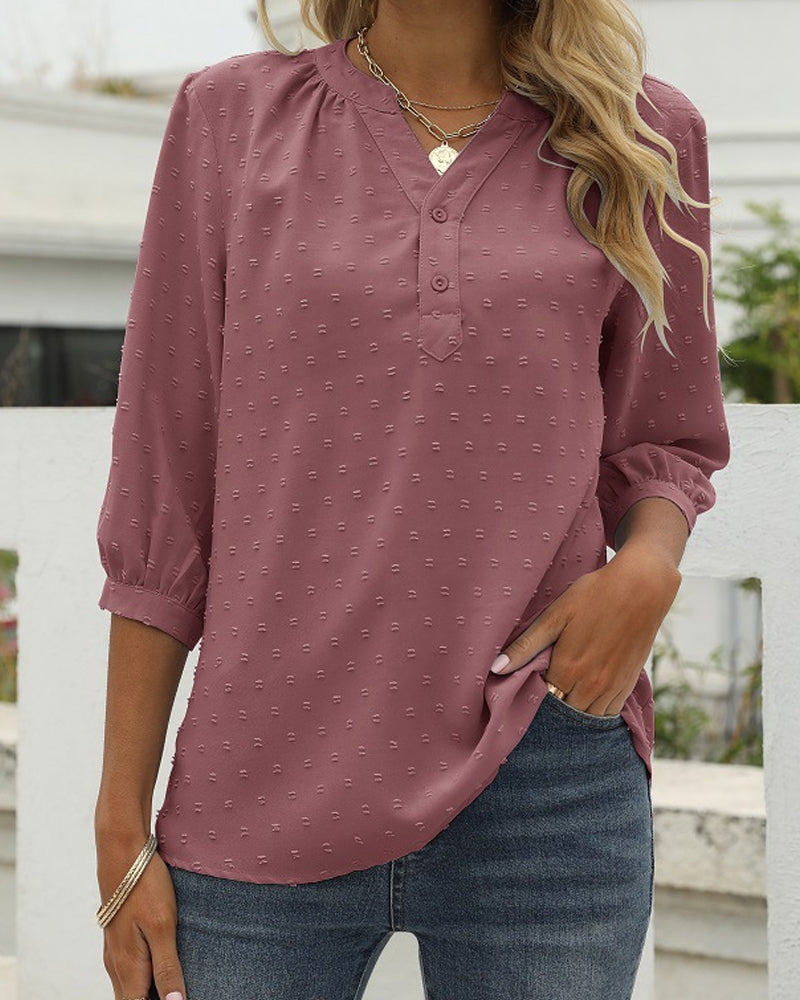 Amara - Gestructureerde Langarm Blouse voor Dames | Elegante en Stijlvolle Blouse