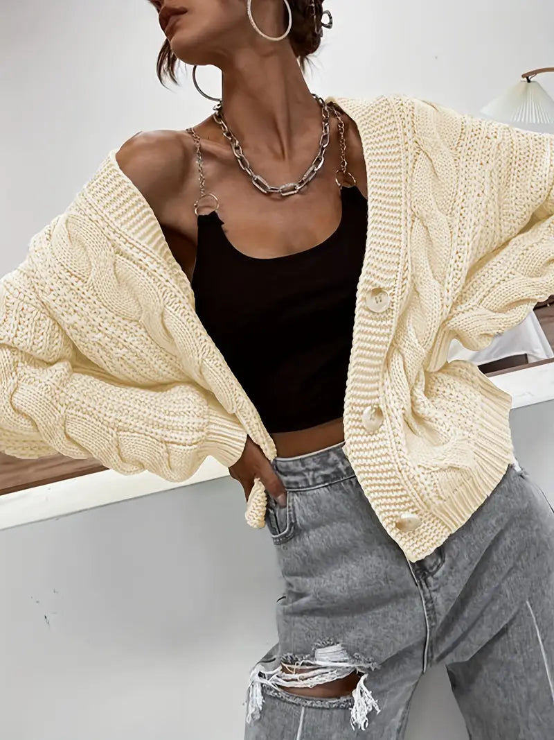 Sarina - Effen Gebreide Vest met Zopfmotief voor Dames