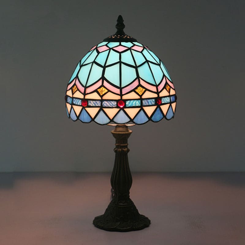 VitraLicht - Tiffany Tafellamp van Gekleurd Glas met Loodlijnen voor Klassieke Verlichting