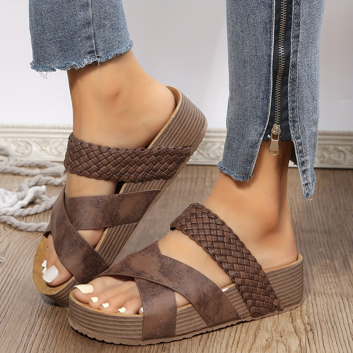 Kruisband Sleehak-Sandalen voor Dames – Elegante Zomerschoenen met Comfort
