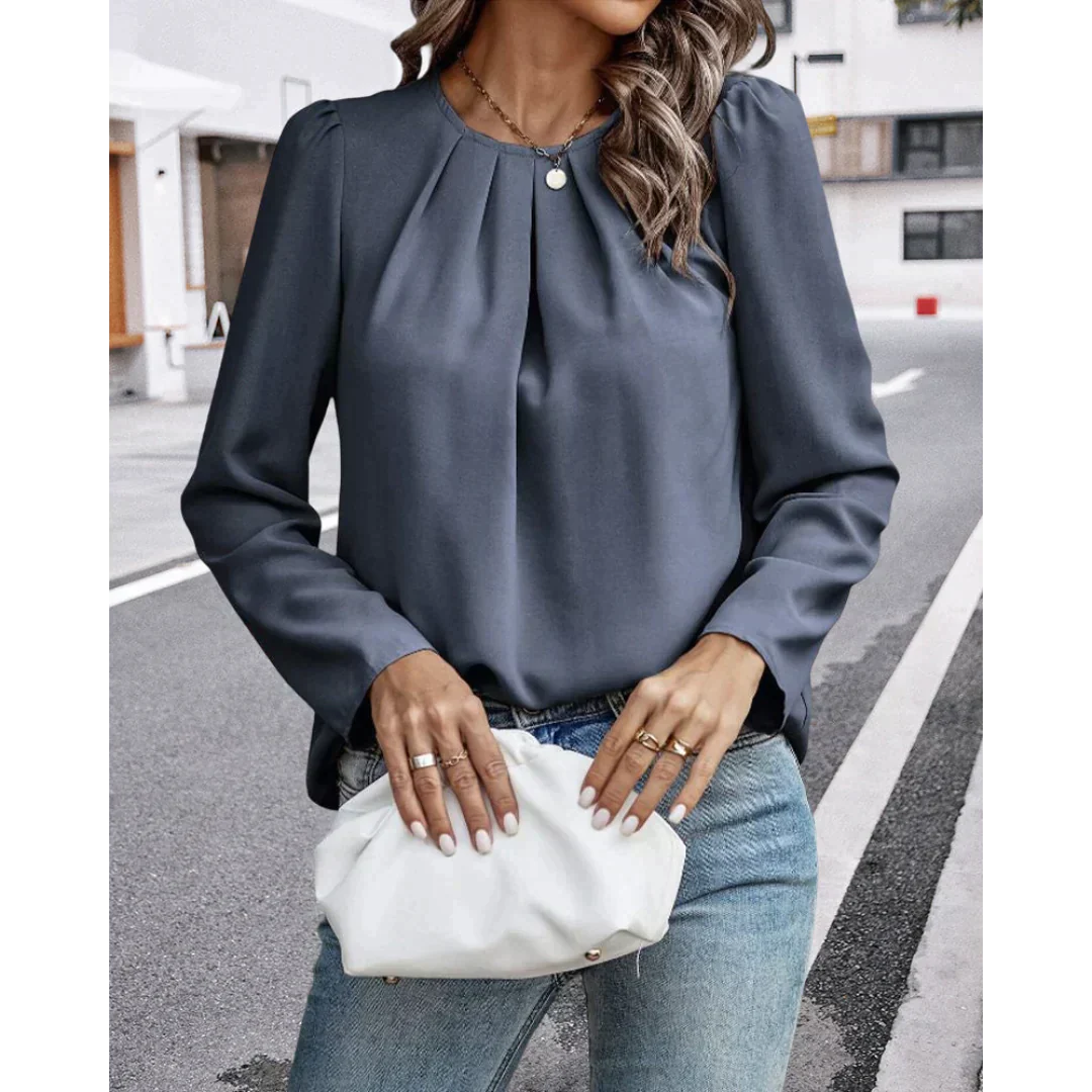 Mira - Geplooide Blouse met Pofmouwen voor Dames - Elegant en Trendy