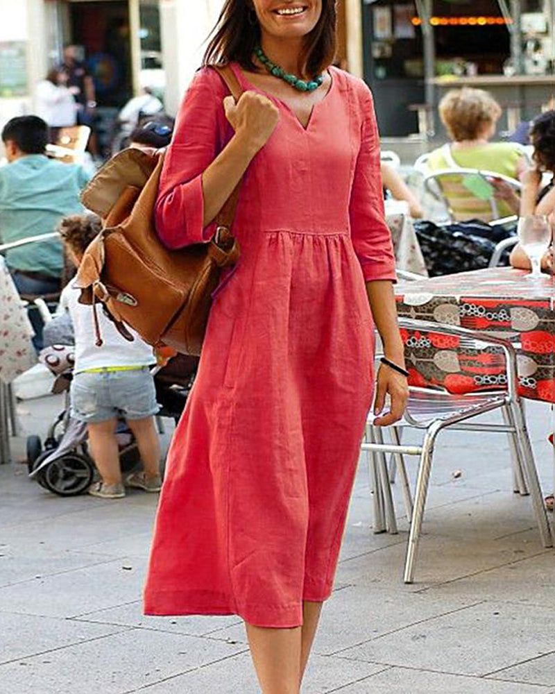 Robijn Elegant Linnen Tuniekjurk | Stijlvolle Linnen Jurk voor Een Verfijnde Look