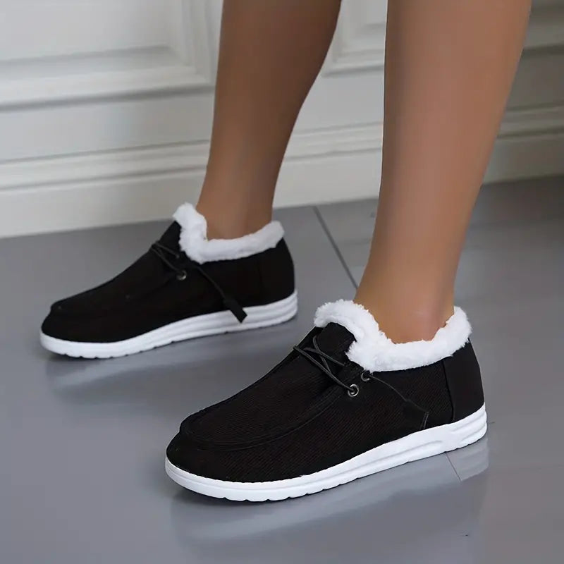 Elegante Sofia Dames Loafers | Warme Tweekleurige Pluche Voering Loafers met Antislipzool voor Dames