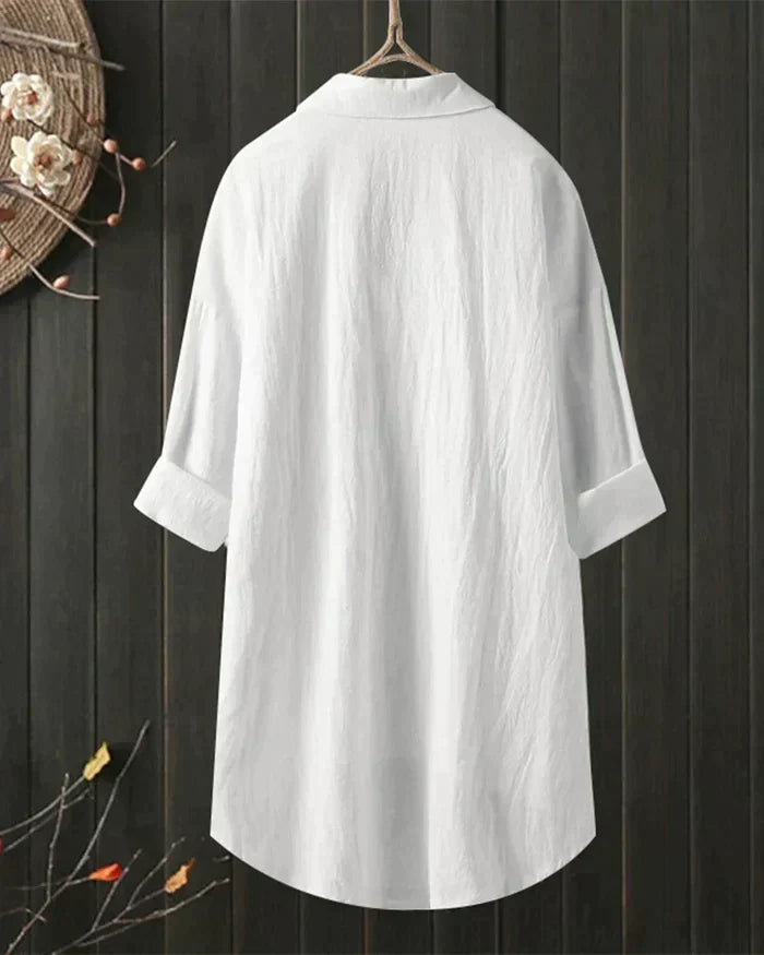 Sophie - Witte Linnenblouse voor Dames | Stijlvolle en Ademende Zomerblouse