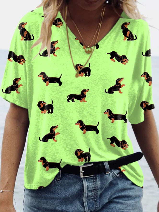 PawPrint - Dames T-shirt met Dassenhond Print | Comfortabel en Casual Shirt