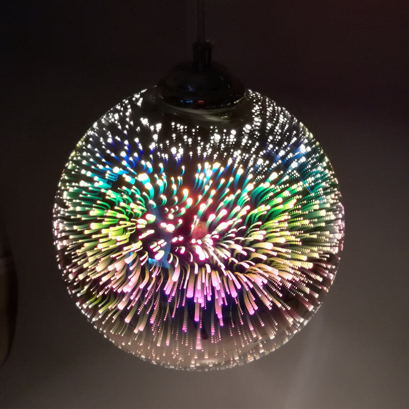 LichtSpectra - Moderne 3D Kleurrijke Vuurwerk Glas Hanglamp met 1 Lichtpunt