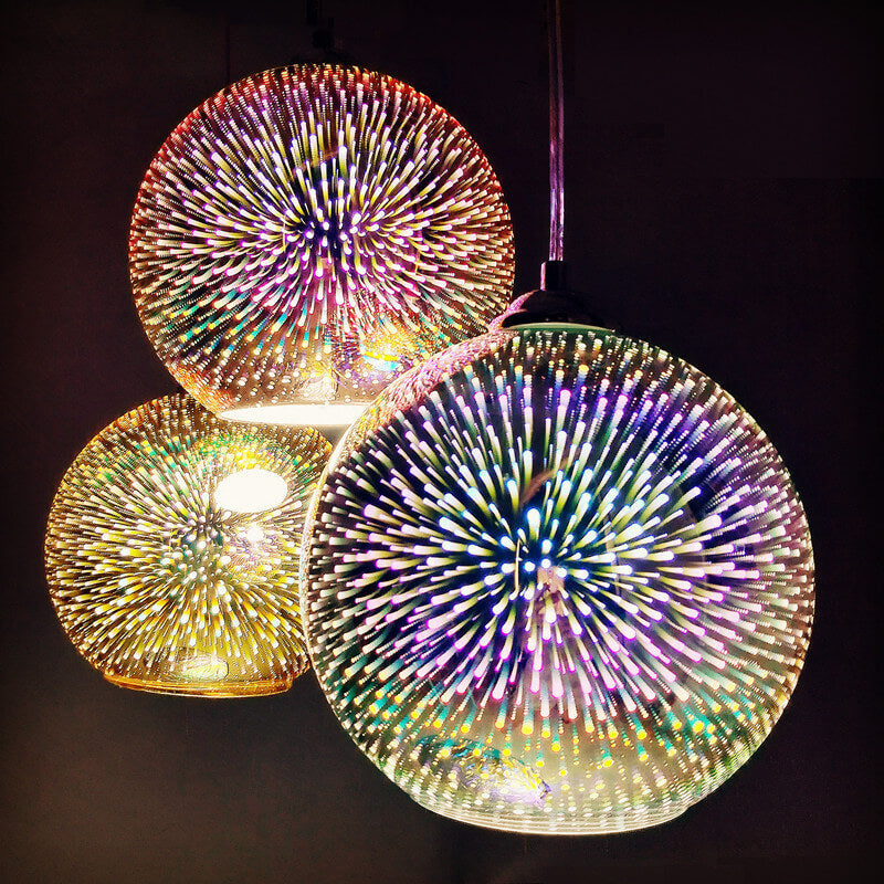 LichtSpectra - Moderne 3D Kleurrijke Vuurwerk Glas Hanglamp met 1 Lichtpunt