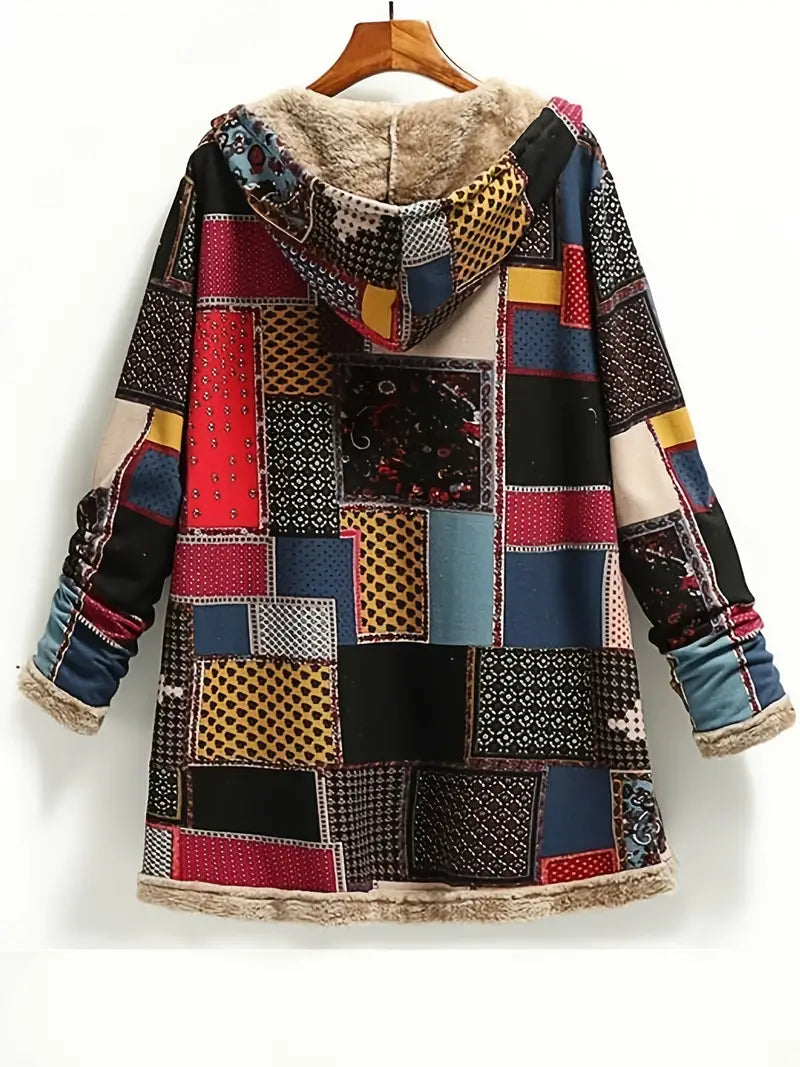 RetroChic - Patchwork Kapuzenjacke voor Dames | Unieke Vintage Stijl
